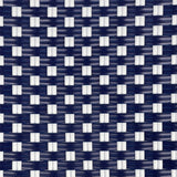 Valence French Bistro Rattan Short Stool - Small Squares - Navy Blue/White