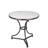 Italian Carrara French Bistro Marble Table, 28" Diameter, with 3-Legged Base