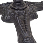 This black cast iron, powder coated base secures our French Bistro marble table.