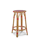 Valence French Bistro Rattan Counter Stool - Crosses - Red/Navy Blue/White