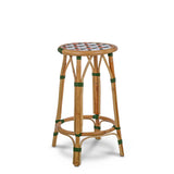 Valence French Bistro Rattan Counter Stool - Flowers - White/Orange/Green