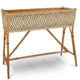 Lyon French Bistro Rattan Planter with Stand (Flower Box) - Small Diamonds - Gold/Navy Blue