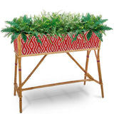 Lyon French Bistro Rattan Planter with Stand (Flower Box) - Small Diamonds - Red/White