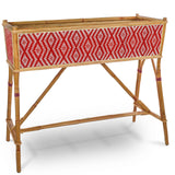 Lyon French Bistro Rattan Planter with Stand (Flower Box) - Small Diamonds - Red/White