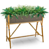 Lyon French Bistro Rattan Planter with Stand (Flower Box) - Large Squares - Gold/Black