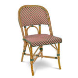 Valence French Bistro Rattan Chair - Large Diamonds - Green/Pink