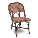 Valence French Bistro Rattan Chair - Large Diamonds - Green/Pink - Stained