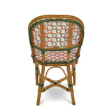 Biarritz French Bistro Rattan Chair - Fleurs - White/Green/Orange