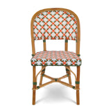Biarritz French Bistro Rattan Chair - Fleurs - White/Green/Orange
