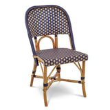 Valence French Bistro Rattan Chair - Large Squares - Navy Blue/Gold - Simple Weave - Navy Blue