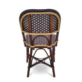 Valence French Bistro Rattan Chair - Large Squares - Navy Blue/Gold - Stained