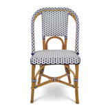 Lyon French Bistro Rattan Chair - Small Squares - White/Navy Blue - Multi-Weave - White/Navy Blue