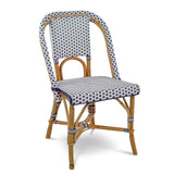 Lyon French Bistro Rattan Chair - Small Squares - White/Navy Blue - Multi-Weave - White/Navy Blue