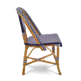 Lyon French Bistro Rattan Chair - Small Squares - Navy Blue/White - Multi-Weave - Navy Blue/White