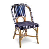 Lyon French Bistro Rattan Chair - Small Squares - Navy Blue/White - Multi-Weave - Navy Blue/White