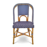 Lyon French Bistro Rattan Chair - Small Squares - Navy Blue/White - Multi-Weave - Navy Blue/White
