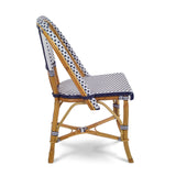 Lyon French Bistro Rattan Chair - Small Squares - White/Navy Blue - Multi-Weave - White/Navy Blue