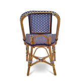 Lyon French Bistro Rattan Chair - Small Squares - Navy Blue/White - Multi-Weave - Navy Blue/White