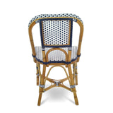 Lyon French Bistro Rattan Chair - Small Squares - White/Navy Blue - Multi-Weave - White/Navy Blue