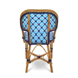 Saint Tropez French Bistro Rattan Chair - Crosses - Sky Blue/Navy Blue/White