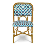 Valence French Bistro Rattan Chair - Crosses - White/Navy Blue/Sky Blue