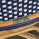 Paris French Bistro Rattan Armchair - Small Squares - Navy Blue/White