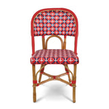 Valence French Bistro Rattan Chair - Crosses - Red/Navy Blue/White