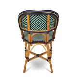 Valence French Bistro Rattan Chair - Diamonds, Large - Navy Blue/Jade - Simple Weave - Navy Blue