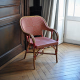 Cannes French Bistro Rattan Armchair - Reversed Diamonds - Gold/Red