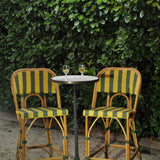 Valence French Bistro Rattan Bar Chair - Carrés - White/Green
