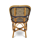 Valence French Bistro Rattan Chair - Reverse Diamonds - Gold/Navy Blue