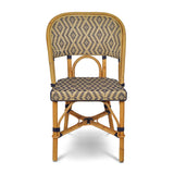 Valence French Bistro Rattan Chair - Reverse Diamonds - Gold/Navy Blue