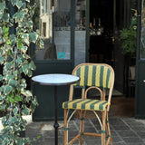Valence French Bistro Rattan Bar Chair - Carrés - White/Green