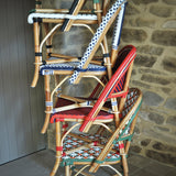 Biarritz French Bistro Rattan Chair - Arrows with Stripes - Navy Blue/Red