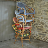 Cannes French Bistro Rattan Armchair - Small Squares - Black