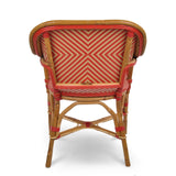 Cannes French Bistro Rattan Armchair - Reversed Diamonds - Gold/Red