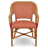 Cannes French Bistro Rattan Armchair - Reversed Diamonds - Gold/Red