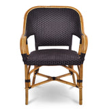 Cannes French Bistro Rattan Armchair - Small Squares - Black