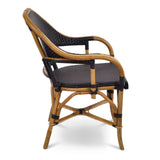 Cannes French Bistro Rattan Armchair - Small Squares - Black