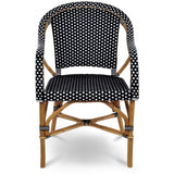 Paris French Bistro Rattan Armchair - Small Squares - Black/White