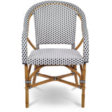 Paris French Bistro Rattan Armchair - Small Squares - White/Black