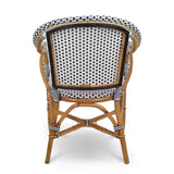 Paris French Bistro Rattan Armchair - Small Squares - White/Black