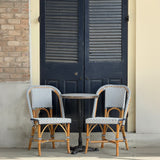Lyon French Bistro Rattan Chair - Small Squares - White/Navy Blue - Multi-Weave - White/Navy Blue