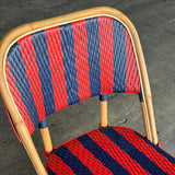 Biarritz French Bistro Rattan Chair - Arrows with Stripes - Navy Blue/Red