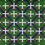 Valence French Bistro Rattan Counter Stool - Crosses - Green/Navy Blue/White