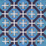 Valence French Bistro Rattan Bar Chair - Crosses - Sky Blue/Navy Blue/White