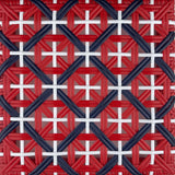 Valence French Bistro Rattan Counter Stool - Crosses - Red/Navy Blue/White