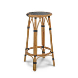 Valence French Bistro Rattan Bar Stool - Small Squares - Black/White