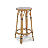 Valence French Bistro Rattan Bar Stool - Small Squares - White/Black