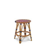 Valence French Bistro Rattan Short Stool - Crosses - Red/Navy Blue/White